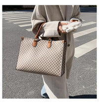Large-capacity women's bags in Europe and the United States retro shoulder bag classic letters PU commuter handbags women