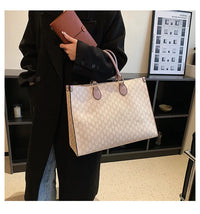 Large-capacity women's bags in Europe and the United States retro shoulder bag classic letters PU commuter handbags women