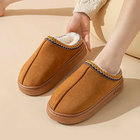 Platform Fluffy Slippers Women House Flats Fashion Plush Winter Designer Shoes Ladies Home Elegant Casual Footwear Large Size