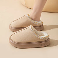 Platform Fluffy Slippers Women House Flats Fashion Plush Winter Designer Shoes Ladies Home Elegant Casual Footwear Large Size