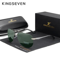 KINGSEVEN Fashion Pilot Rimless Sunglasses Men Aluminum Polarized Large Frame Glasses Women Casual Driving Outdoor Eyewear