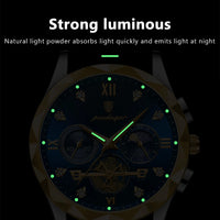 POEDAGAR Luxury Man Wristwatch Chronograph Waterproof Luminous Men Watch Stainless Steel High Quality Sport Men's Quartz Watches