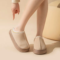 Platform Fluffy Slippers Women House Flats Fashion Plush Winter Designer Shoes Ladies Home Elegant Casual Footwear Large Size