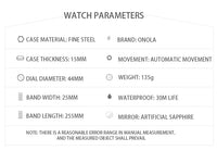 New Luxury Men Watch ONOLA Fashion Fully Automatic Mechanical Watches Man Unique Design Waterproof Tape Watch Wristwatch