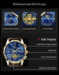 POEDAGAR Luxury Watch for Man Sports Leather Men Quartz Watch Waterproof Luminous Chronograph Men's Watches Male Clock Reloj+box