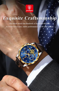 POEDAGAR Luxury Watch for Man Sports Leather Men Quartz Watch Waterproof Luminous Chronograph Men's Watches Male Clock Reloj+box