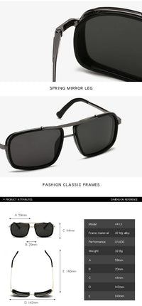Polarized Punk Sunglasses Men Vintage Fashion Steampunk Square Sun Glasses Male Driving Googles Summer Travelling Shades UV400