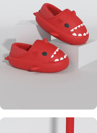 Litfun Fur Plush Shark Slippers Women Men Winter Cozy Fur Shark Slides Cartoon Furry Home Shoes Platform Waterproof Shark Slides