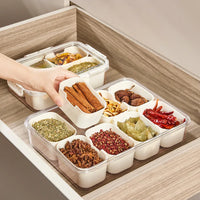 Kitchen Seasoning Storage Box Spice Box Integrated Multi Grid Storage Sealed Tank Moisture-Proof Salt Tank Kitchen Supplies 2025