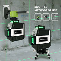 Pracmanu Mini Laser Level 12 Lines 3D level Self-Leveling 360° Horizontal and Vertical Cross Green Laser Beam Lines