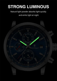 POEDAGAR Luxury Wristwatch for Man Waterproof Luminous Chronograph Date Men Watch Sports Leather Men's Quartz Watches Male reloj