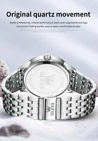 OLEVS Business Minimalist Stainless Steel Watch Man Luxury Luminous Hands Roman Scale Calendar Waterproof Quartz Watches for Men