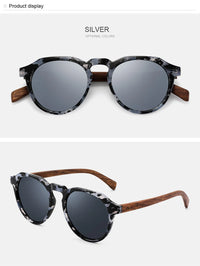 Oi Wood Sunglasses Women Men's Sun Glasses Walnut Wood Round Eyeglasses Red LensTortoise Shell Frames