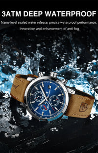 POEDAGAR Luxury Wristwatch for Man Waterproof Luminous Chronograph Date Men Watch Sports Leather Men's Quartz Watches Male reloj