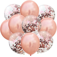 10/14pcs Mix Pink Rose Balloons Heart Star RoseGold Confetti Balloon Birthday Party Decorate Kids Adult Air Balls Wedding Globos