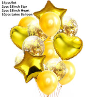 10/14pcs Mix Pink Rose Balloons Heart Star RoseGold Confetti Balloon Birthday Party Decorate Kids Adult Air Balls Wedding Globos