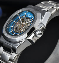 LONGLUX Men automatic mechanical watch luxury watches waterproof skeleton business cheap wholesale stainless steel gift watch