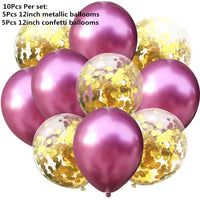 10/14pcs Mix Pink Rose Balloons Heart Star RoseGold Confetti Balloon Birthday Party Decorate Kids Adult Air Balls Wedding Globos