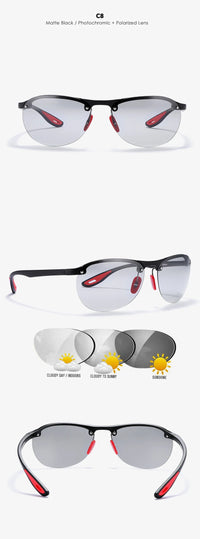 KDEAM Rimless Oval Men's Sunglasses Polarized TR90 Material Frame TAC Polarization Lense Soft Rubber Foot Cover
