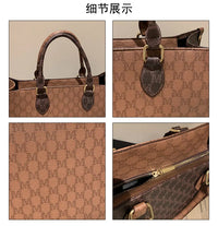Large-capacity women's bags in Europe and the United States retro shoulder bag classic letters PU commuter handbags women