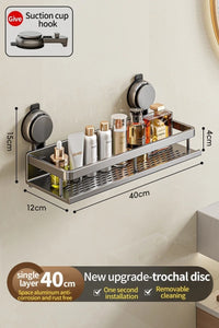 No Drill Bathroom Suction Cup Storage Shelf Storage Shelf Bathroom Perforation-Free Wall Hanging Vanity Toilet Triangle Basket R