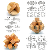 Wooden Kong Ming Lock Lu Ban Lock IQ Brain Teaser Educational Toy for Kids Children Montessori 3D Puzzles Game Unlock Toys Adult