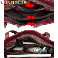 Luxury Soft Leather Handbag Women's New Casual Tote Bag Designer Ladies Large Shoulder Crossbody Handle Sac for Female Patchwork