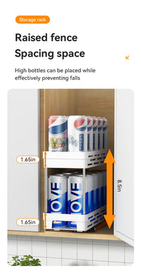WORTHBUY Double Layer Pull-Out Seasoning Bottle Spice Rack Multifunctional Drawer Cabinet Plastic Storage Rack Kitchen Organizer