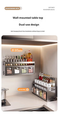 Kitchen Condimenters Spice Rack Wall-Mounted Seasoning Rack Kitchen Wall Shelf Multifunctional Storage Rack for Kitchen