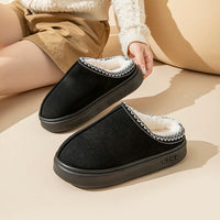 Platform Fluffy Slippers Women House Flats Fashion Plush Winter Designer Shoes Ladies Home Elegant Casual Footwear Large Size