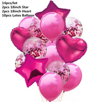 10/14pcs Mix Pink Rose Balloons Heart Star RoseGold Confetti Balloon Birthday Party Decorate Kids Adult Air Balls Wedding Globos