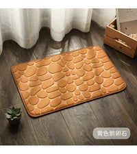 Memory Foam Embossed Velvet Carpet Bathroom Living Room Non-Slip Mat Cobblestone Floor Mat
