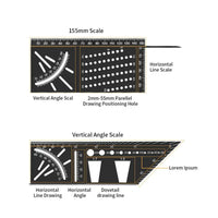 Premium Aluminum Alloy Woodworking Square Ruler - 3D Mitre Angle Measuring Template Tool - 45/90 Degree Carpenter's Layout Gauge