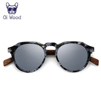 Oi Wood Sunglasses Women Men's Sun Glasses Walnut Wood Round Eyeglasses Red LensTortoise Shell Frames
