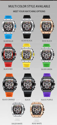 New Luxury Men Watch ONOLA Fashion Fully Automatic Mechanical Watches Man Unique Design Waterproof Tape Watch Wristwatch
