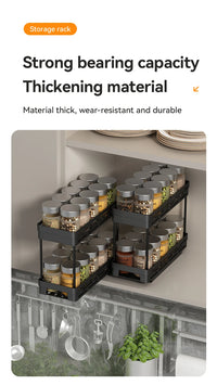 WORTHBUY Double Layer Pull-Out Seasoning Bottle Spice Rack Multifunctional Drawer Cabinet Plastic Storage Rack Kitchen Organizer