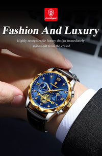 POEDAGAR Luxury Watch for Man Sports Leather Men Quartz Watch Waterproof Luminous Chronograph Men's Watches Male Clock Reloj+box