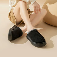 Platform Fluffy Slippers Women House Flats Fashion Plush Winter Designer Shoes Ladies Home Elegant Casual Footwear Large Size