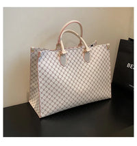 Large-capacity women's bags in Europe and the United States retro shoulder bag classic letters PU commuter handbags women