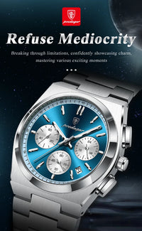 POEDAGAR Luxury Man Quartz Watch Sport Military Watch For Men Waterproof Luminous Date Chronograph Stainless Steel Men's Watches