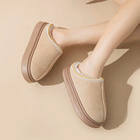 Platform Fluffy Slippers Women House Flats Fashion Plush Winter Designer Shoes Ladies Home Elegant Casual Footwear Large Size