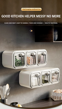 Kitchen Seasoning Box Wall Mounted Organizer Boxes Condiment Door Storage and Organization Jars for Spices Home Gadgets & Garden