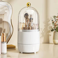 New PP Makeup Brush Holder 360° Rotating Large-capacity Cosmetics Display Case With Lid Dustproof Storage Box Makeup Brush