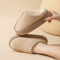 Platform Fluffy Slippers Women House Flats Fashion Plush Winter Designer Shoes Ladies Home Elegant Casual Footwear Large Size