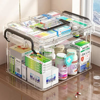 Large-capacity Multi-layer Transparent Storage Box Household Transparent Sorting Medical Emergency Portable Medicine Box