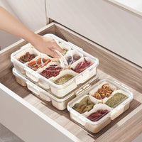 Kitchen Seasoning Storage Box Spice Box Integrated Multi Grid Storage Sealed Tank Moisture-Proof Salt Tank Kitchen Supplies 2025