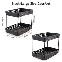 WORTHBUY Double Layer Pull-Out Seasoning Bottle Spice Rack Multifunctional Drawer Cabinet Plastic Storage Rack Kitchen Organizer