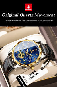POEDAGAR Luxury Watch for Man Sports Leather Men Quartz Watch Waterproof Luminous Chronograph Men's Watches Male Clock Reloj+box