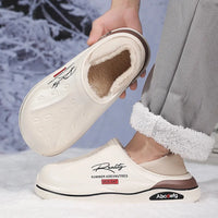 New Winter Warm Slippers Mens Womens Waterproof Slippers on Shoes Fur Lined Home Shoes Anti-Slip Outdoor Walking Shoes