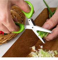 Multi Functional Stainless Steel 3 5 Layer Kitchen Scissors for Pepper Scallion Laver Cutting Chopping Cooking Tool